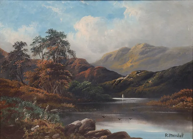 ROBERTO ANGELO KITTERMASTER MARSHALL. (1849–1926, ENGLAND). olja på duk, landskap.