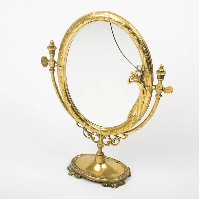 BORDSSPEGEL, mässing, jugendstil.