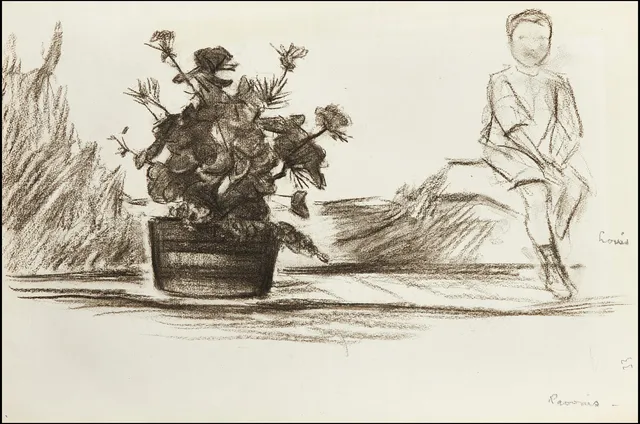 KARL NORDSTRÖM (Tjörn 1855-1923 Drottningholm). "Louis, Provins", kol på papper.