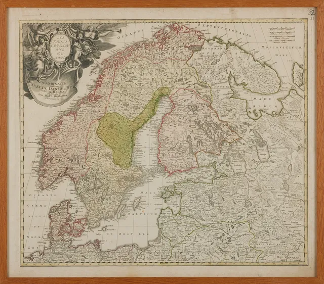 HOMANN, KARTA ÖVER SKANDINAVIEN, CA 1730.