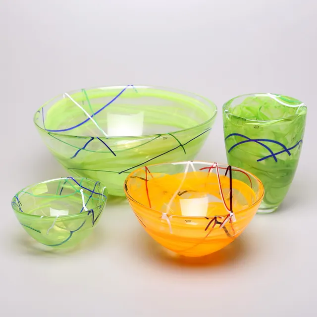 ANNA EHRNER. Skålar/vas, 4 st, "Contrast", glas, Kosta Boda.