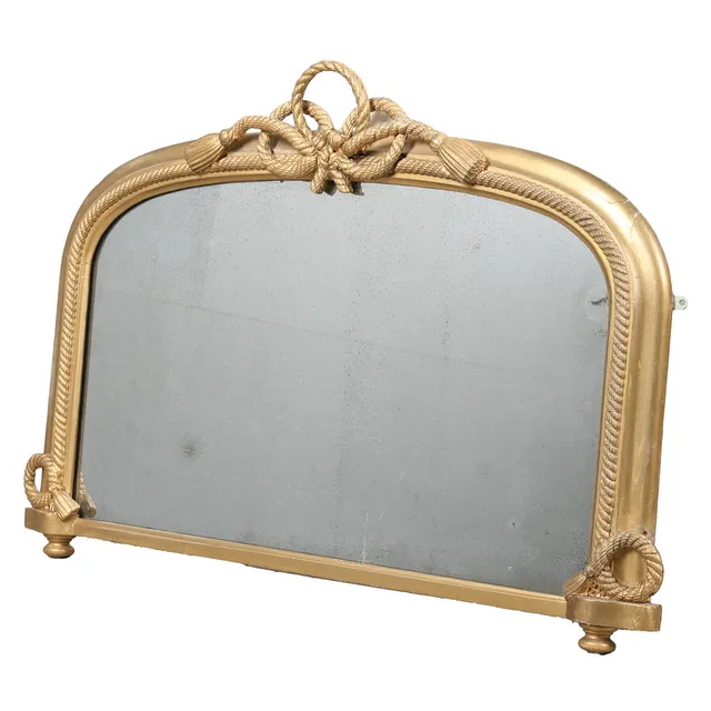 A 19TH CENTURY GILT OVERMANTEL MIRROR.