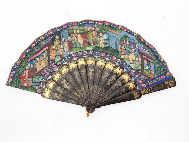 Chinese "thousand faces" fan, 19th Century.
