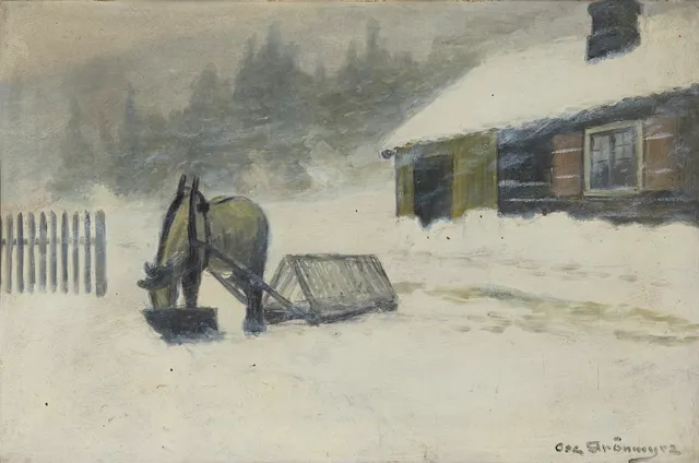 Grønmyra, Oscar — Hest ved matfatet