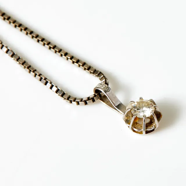 HÄNGE, briljant 0,14 ct, KEDJA, 18 k vitguld, venetiansk.