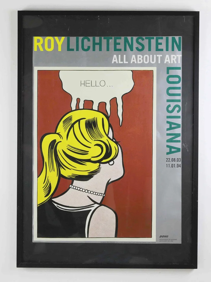 ROY LICHTENSTEIN. Utställningsaffisch, "All About Art" Louisiana museum of Art, 2003-2004. — Engravings & Prints — Hälsinglands Auktionsverk