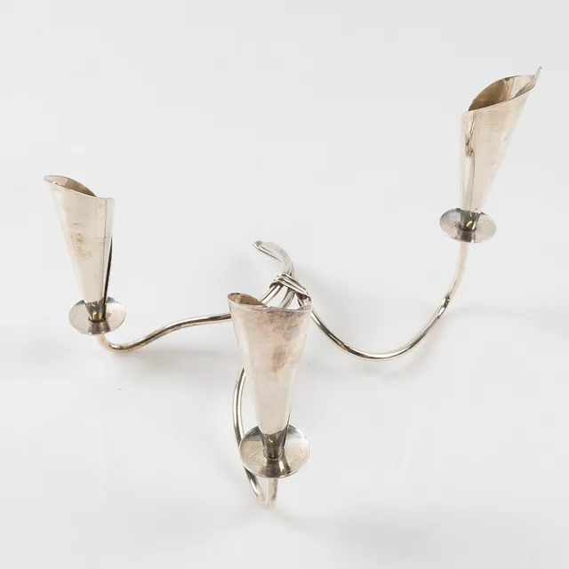 HANS JENSEN, Danmark, kandelaber 'Calla Lily', nysilver.