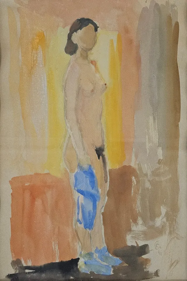 GERRY ECKHARDT. Nakenstudie. Akvarell, monogramsignerad och daterad GE -46.