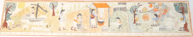 OIDENTIFIERAD KONSTNÄR. Målning på väv, landskap med figurer, 1900-tal.