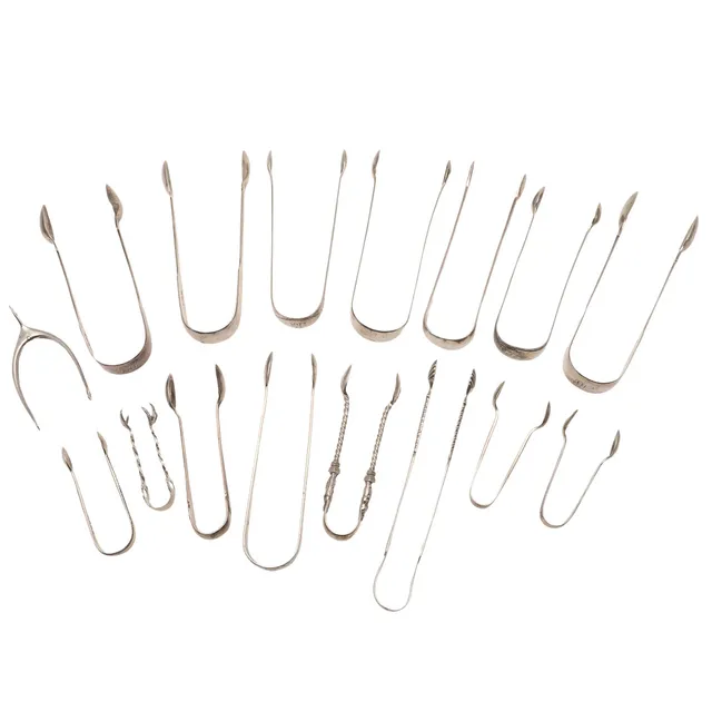 SIXTEEN PAIRS OF SILVER SUGAR TONGS/ NIPS.