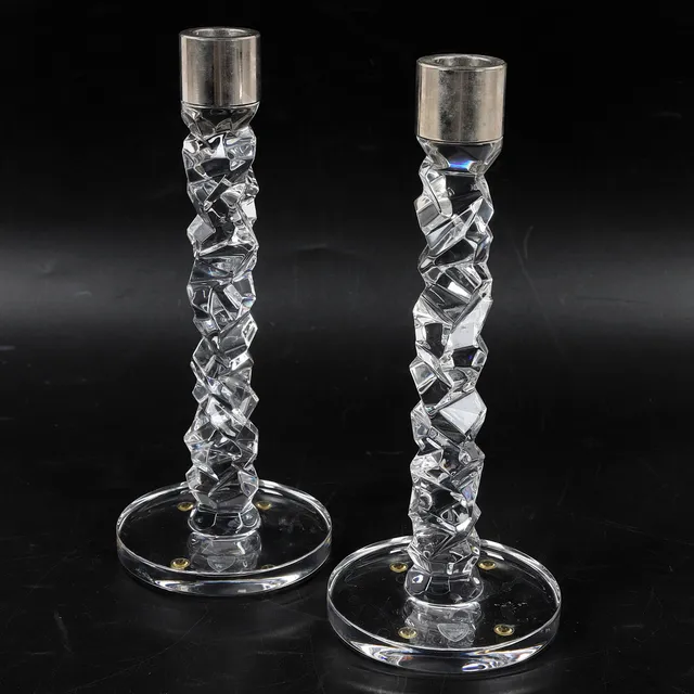 LENA BERGSTRÖM. Ljusstakar, ett par, glas, "Carat", Orrefors.