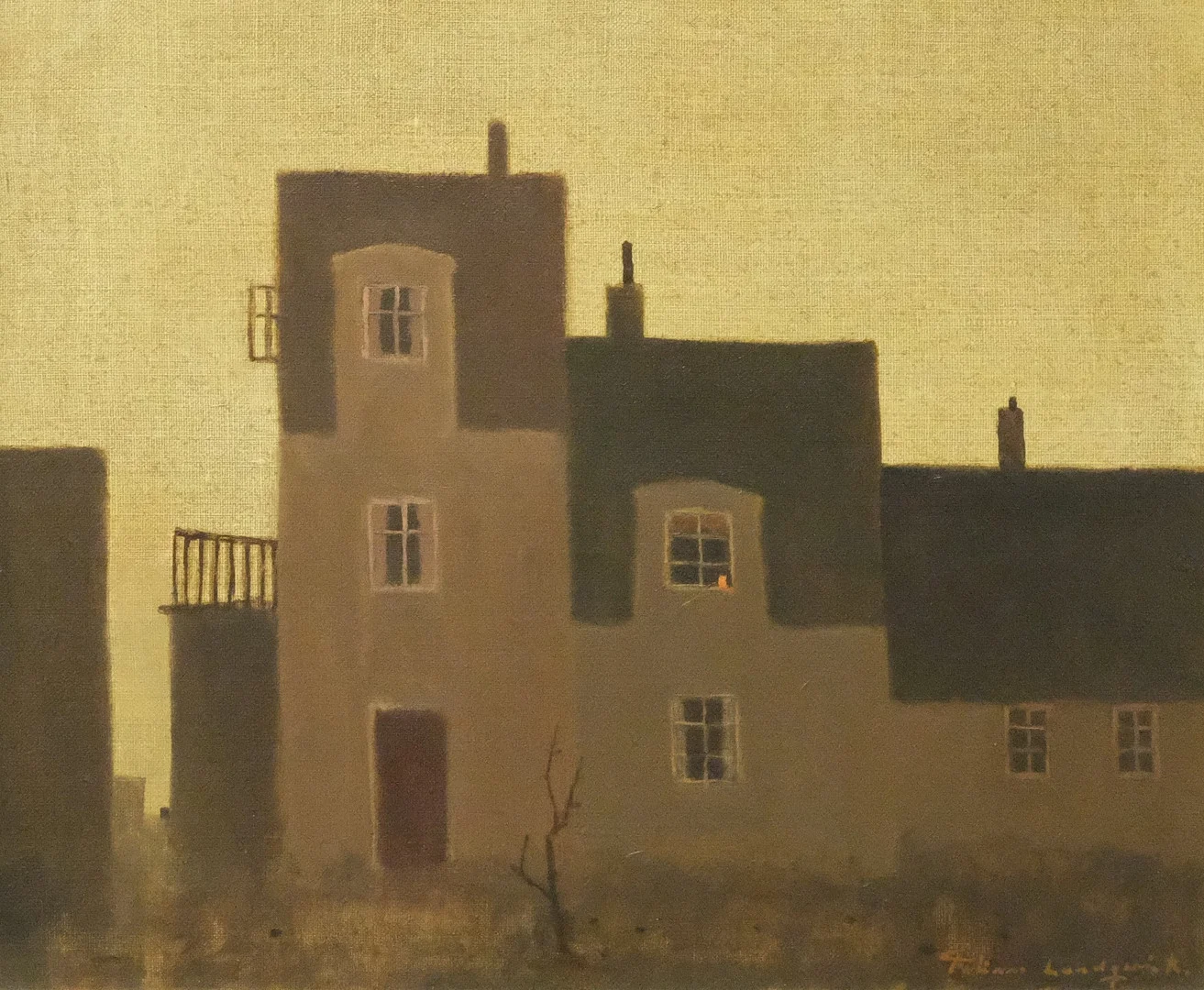 FABIAN LUNDQVIST. OLJA PÅ DUK. HUSFASADER. — Paintings — Björnssons Auktionskammare