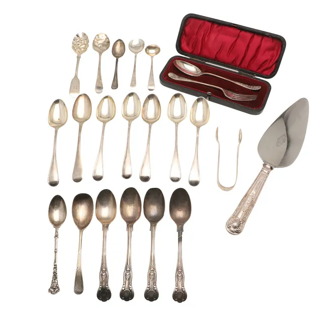 MIXED SILVER FLATWARE.