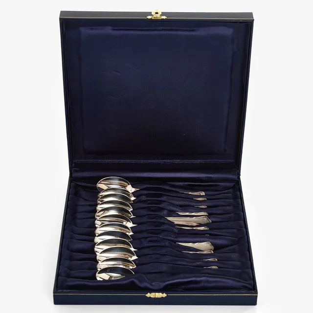 SKEDAR, 12 st, silver, "Chippendale", etui, Guldsmedsaktiebolaget (GAB), Eskilstuna.