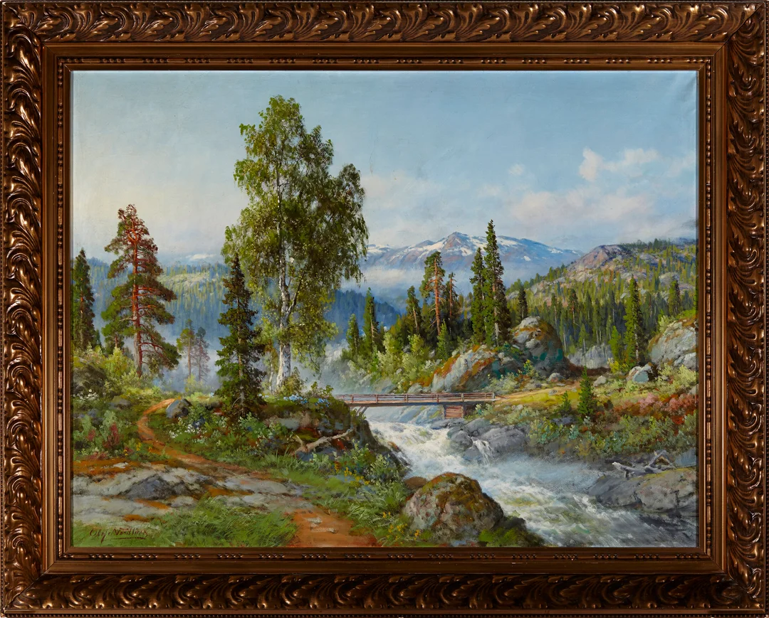 Nordlien, Olaf — Landskap med foss — Kunst/Maleri — Blomqvist