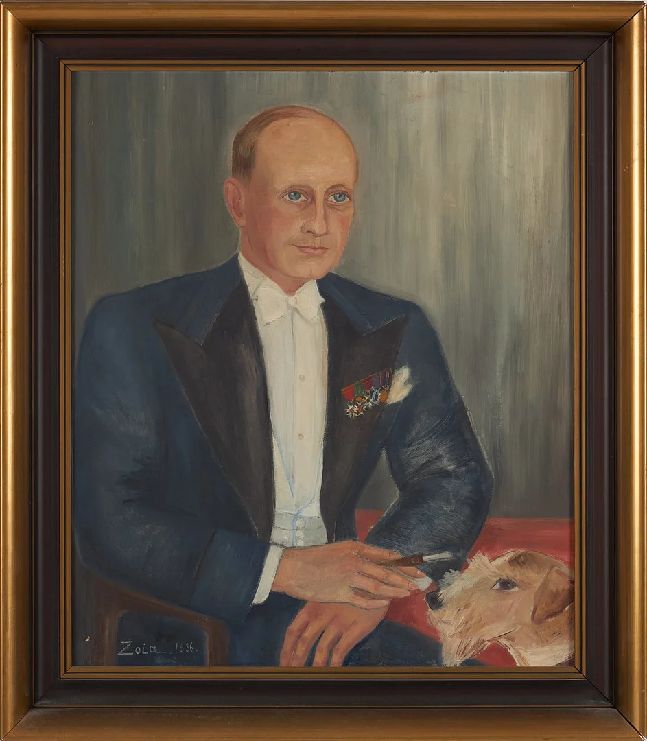 ZOIA KRUKOWSKAJA LAGERKRANS (1903-1999). Porträtt, olja på pannå, signerad Zoia, daterad 1936. — Paintings — Stockholms Auktionsverk Sickla