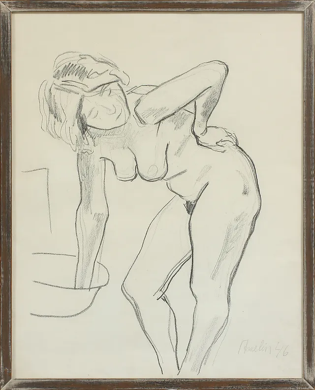 ALBIN AMELIN. Blyerts på papper, signerad samt daterad 46.