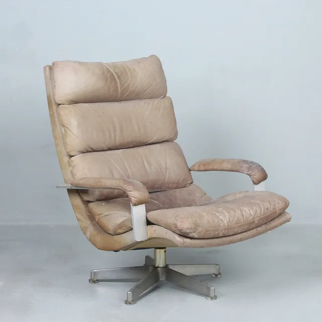 HANS KAUFELD. Sessel / Lounge Chair, Leder, 1960er Jahre.
