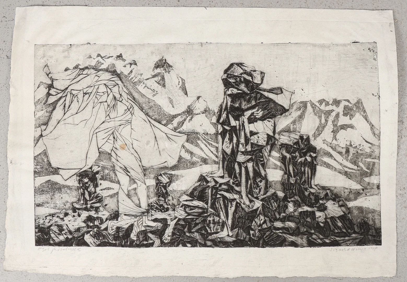 SIGURD WINGE. "Varder". — Engravings & Prints — Karlstad Hammarö Auktionsverk