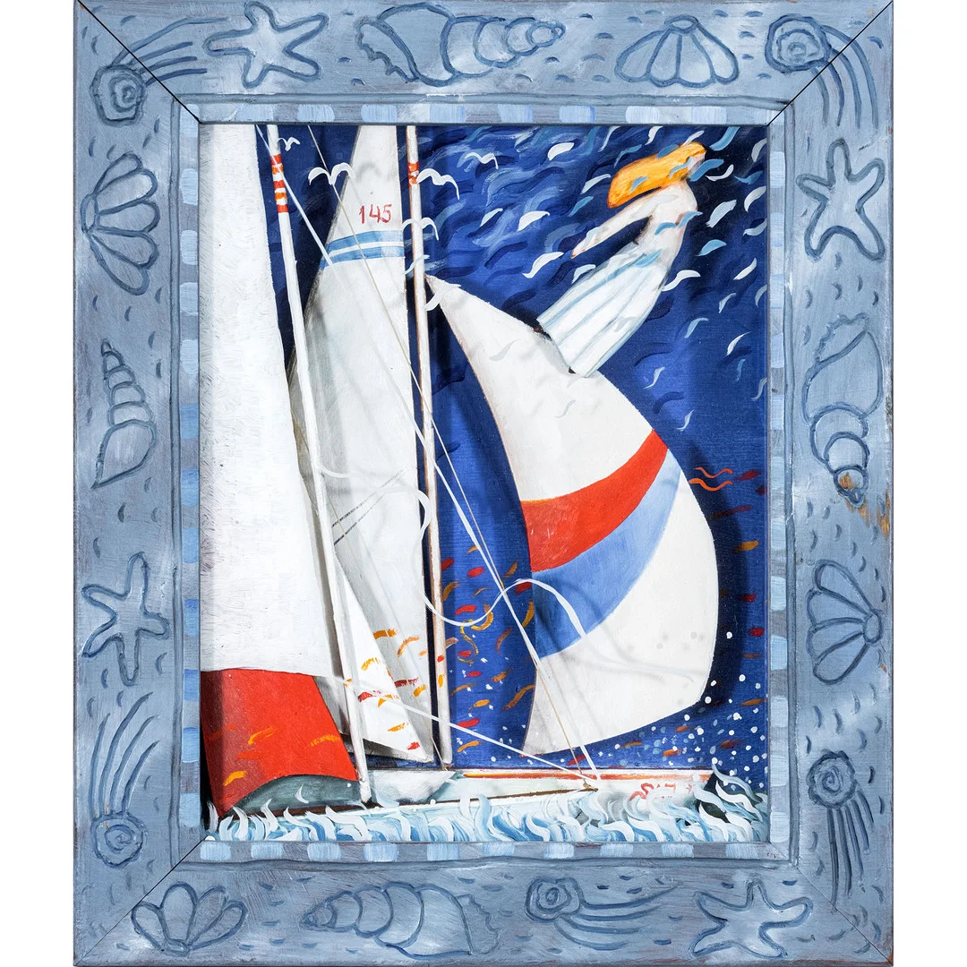 STEFAN W IGELSTRÖM (född 1953). Segelbåtar, blandteknik, signerad SJW daterad 93. — Paintings — Stockholms Auktionsverk Göteborg