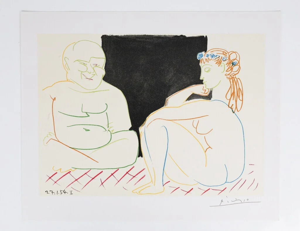 Pablo Picasso, after (b. Malaga 1881, d. Mougins 1973): 'Modele et Homme'. — Paintings and sculptures/Prints and photography — Lauritz