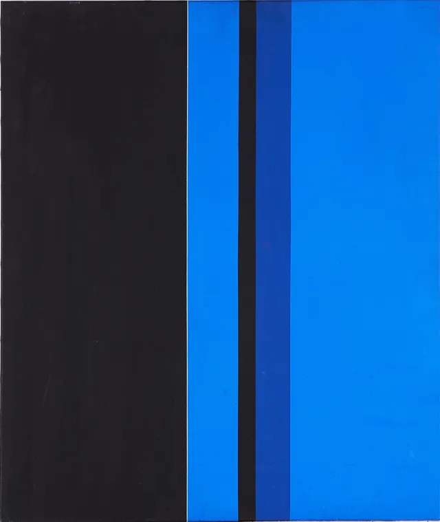 MARC GUYARD (F.1932). Komposition i svart/blått/vitt, akryl på duk, signerad samt daterad a tergo 1990.