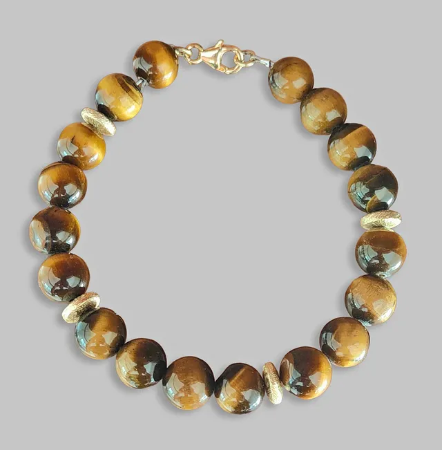 TIGERAUGEN ARMBAND, Silber vergoldet.