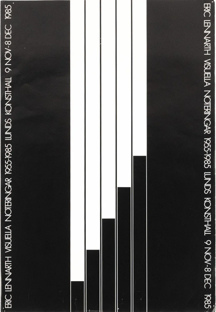 ERIC LENNARTH. utställningsaffisch, "Visuella Noteringar" Lunds konsthall, 1985. — Engravings & Prints — Karljohan Auktioner