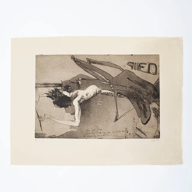HORST JANSSEN. RADIERUNG, OHNE TITEL (FOLGE: DER ALP - VARIATIONEN ZU HEINRICH FÜSSLI), 19/30, 1974, SIGNIERT.