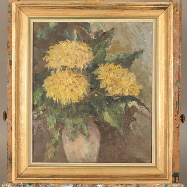 ALWIN DAHL. OLJA PÅ DUK, "blomsterstilleben", Signerad.