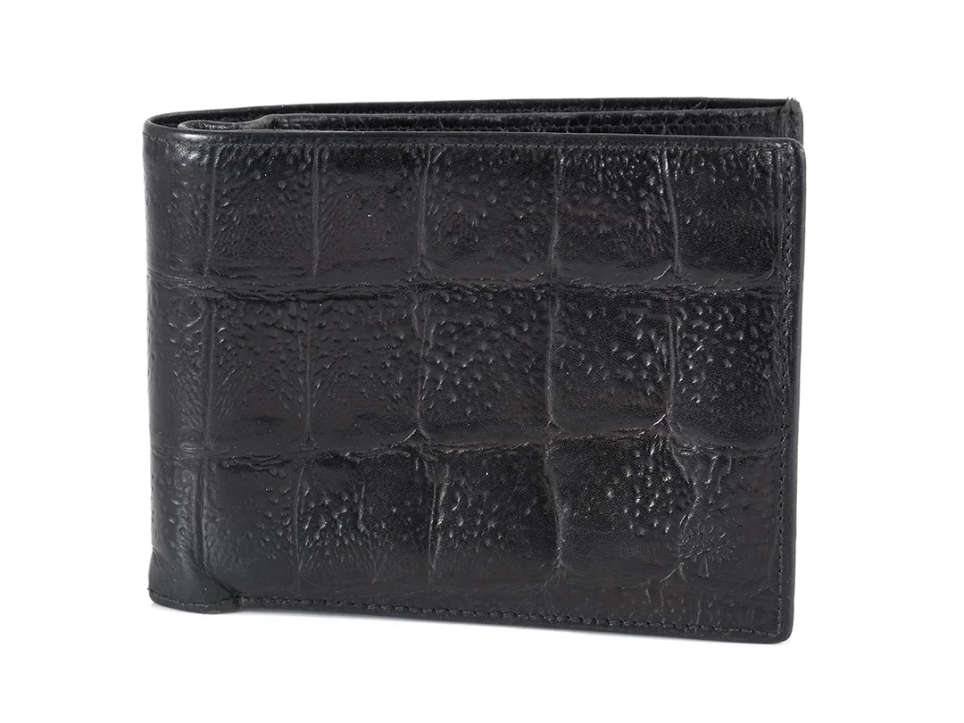 PLÅNBOK, MULBERRY, vintage, svart präglat läder, Nile, 8st kontokortsfack, sedel. — Accessoarer/Plånböcker — Kaplans
