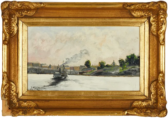 JOHN MALM (1900-1968). Ångbåt, Stockholm, signerad, olja på pannå.