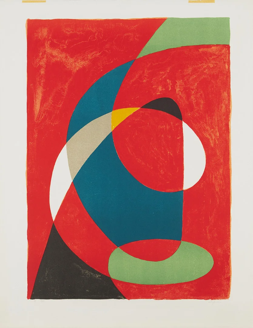 PIERRE OLOFSSON. Komposition, signerad och numrerad VI/XXV, färglitografi. — Engravings & Prints — Stockholms Auktionsverk Magasin 5