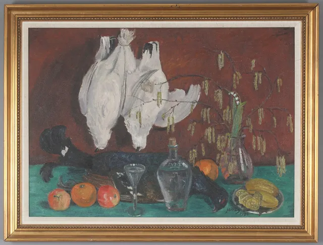 PAUL JONZE. Stilleben, olja på panå, signerad och daterad 1934.