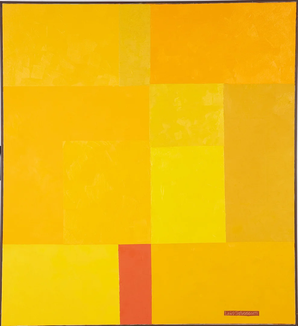 LEIF JOHANSSON. Abstrakt komposition, olja på duk, signerad Leif Johansson. — Paintings — Stockholms Auktionsverk Sickla
