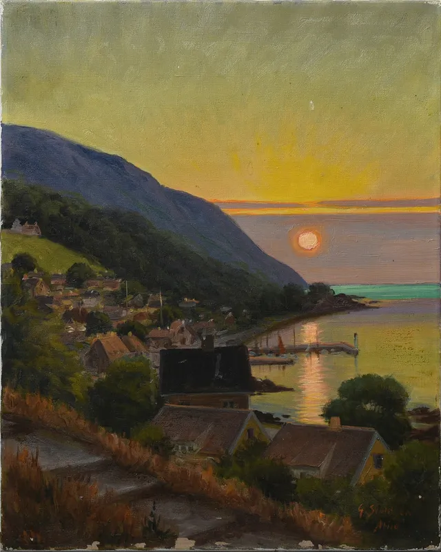 GÖTE SVENSSON. (1894-1979) "Arild". Skåne, Sverige. Signeret. Olie på lærred.