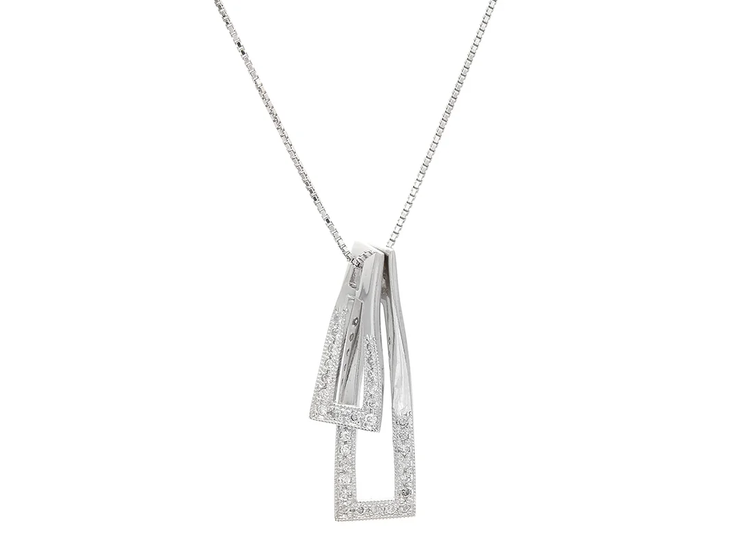 HÄNGE/KEDJA, 18K vitguld, venezialänk, 32 briljantslipade diamanter ca 0,27 ctv, ca W-Cr(H-J)/SI-P, ställbar längd till 45 cm, vikt 5,8 g. — Smycken/Hänge med kedja — Kaplans