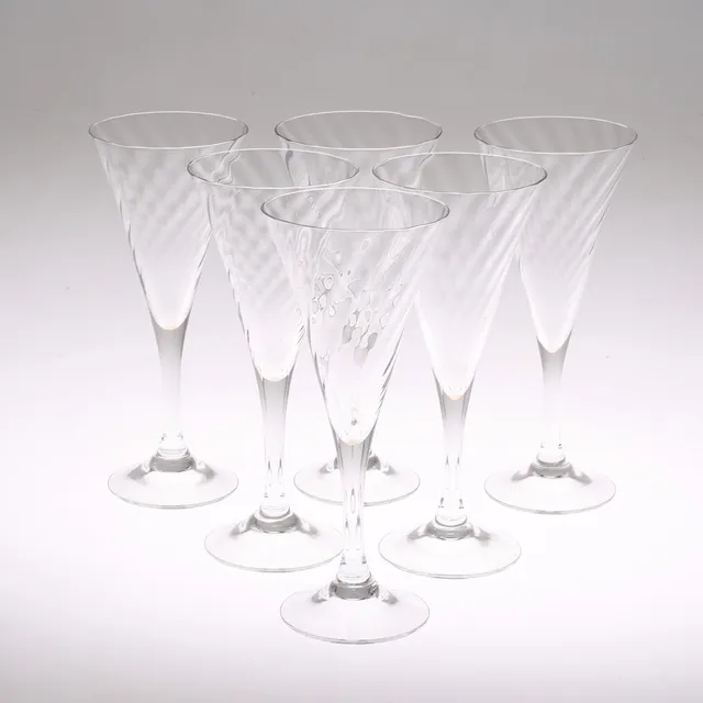 CHAMPAGNEGLAS, 6 st, "Helena", Gunnar Cyrén, Orrefors.