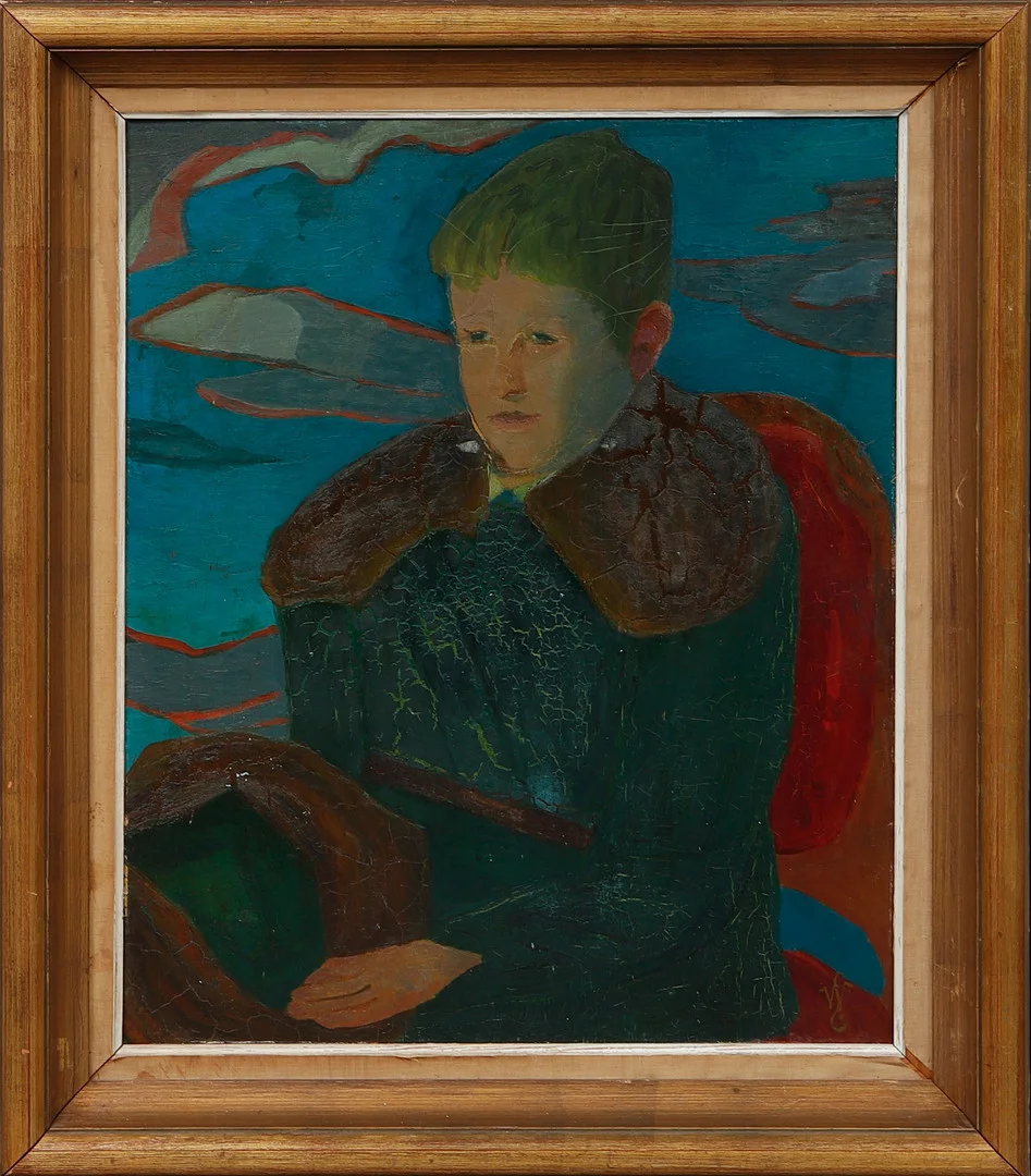 SVEN WESTMAN. Porträtt, olja på pannå, monogramsignerad. — Paintings — Göteborgs Auktionsverk