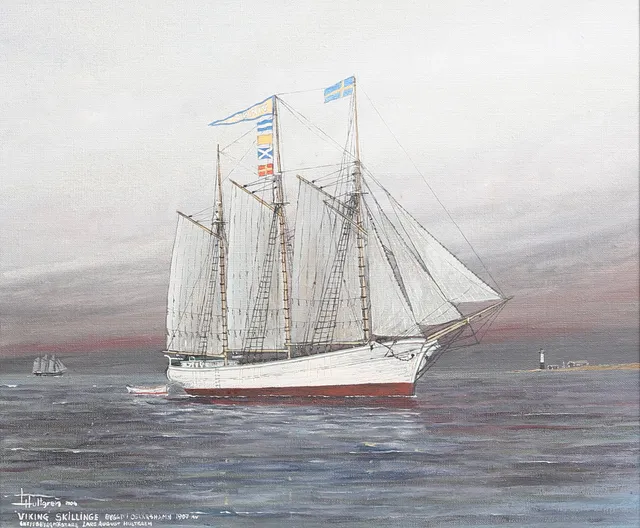 LARS HULTGREN. "'Viking' Skillinge". Olja på duk, signerad och daterad 2004.