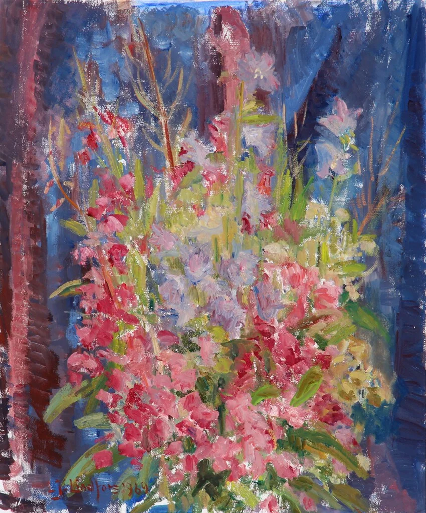 Unknown, presumably Swedish painter. Arrangement with a bouquet of flowers — Paintings and sculptures/Modern pictorial arts — Lauritz