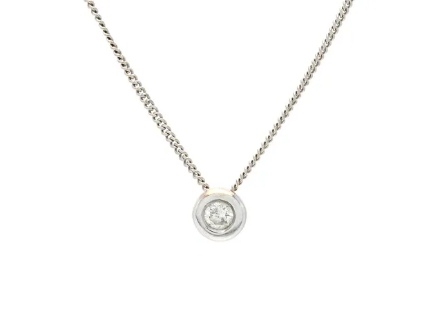 HÄNGE MED KEDJA, 18K vitguld, briljantslipad diamant ca 0,09 ct, ca W(H)/P, längd 42 cm, vikt 2,4 g.