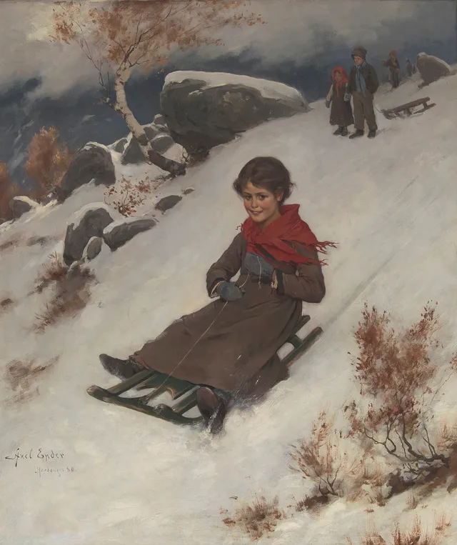 Ender, Axel — Pike på kjelke, 1880