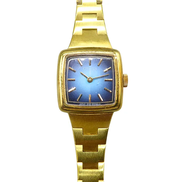JAPANISCHE DAMEN-ARMBANDUHR "CITIZEN" MIT BLAUEM ZIFFERBLATT.