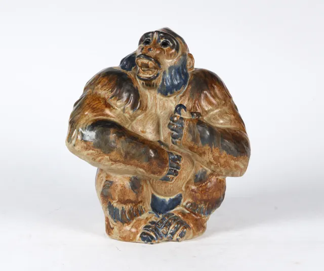 Arne Ingdam. Gorilla, glazed ceramic figure