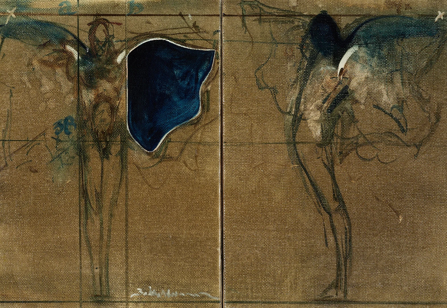 BO ÅKE ADAMSSON. "Verklighetsflykt", diptyk, olja på duk, signerad. — Paintings — Crafoord Auktioner Stockholm