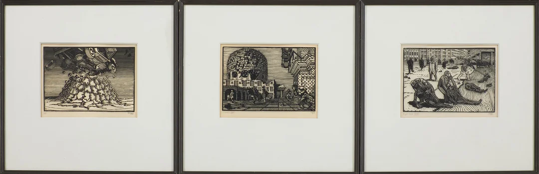 PALLE NIELSEN (DANMARK, 1920-2000). Träsnitt, 3 st, signerade, provtryck, 1950-tal. — Engravings & Prints — Stockholms Auktionsverk Sickla
