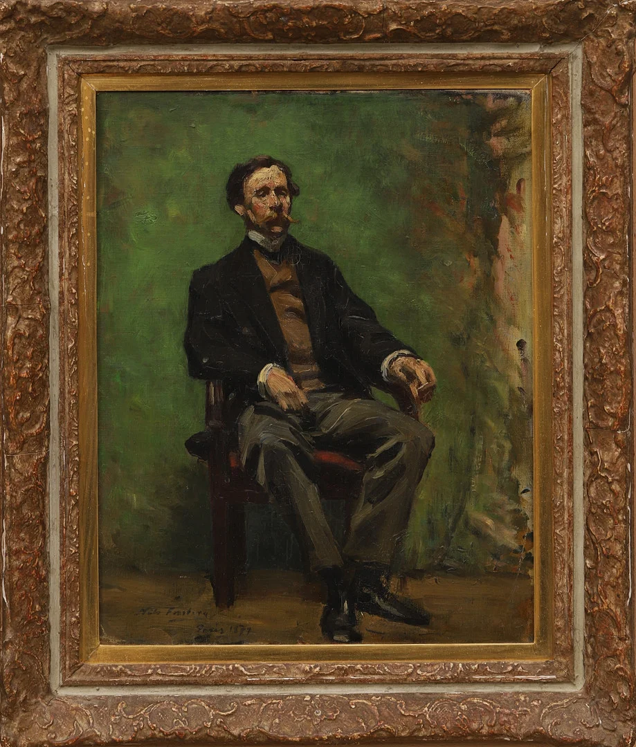 NILS FORSBERG. Sittande man, olja på duk, signerad, daterad Paris 1879. — Paintings — Crafoord Auktioner Malmö