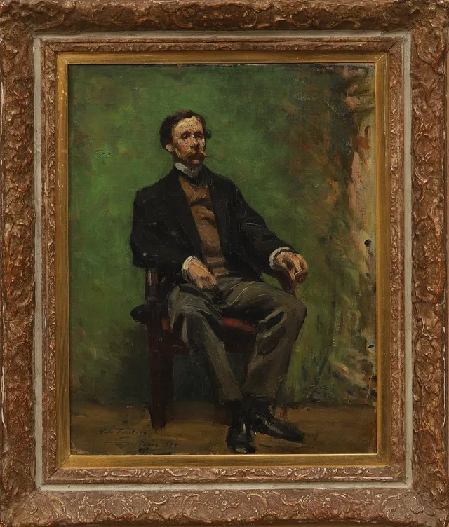 NILS FORSBERG. Sittande man, olja på duk, signerad, daterad Paris 1879.