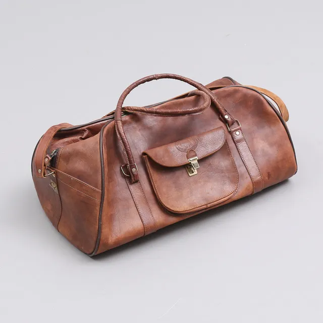 WEEKENDBAG, skinn, Cuir veritable Khalifiabdeslam, 1900-tal.